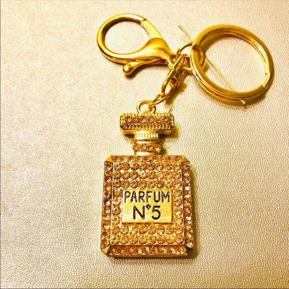 New pink & gold antiquated N5 parfumerie keychain